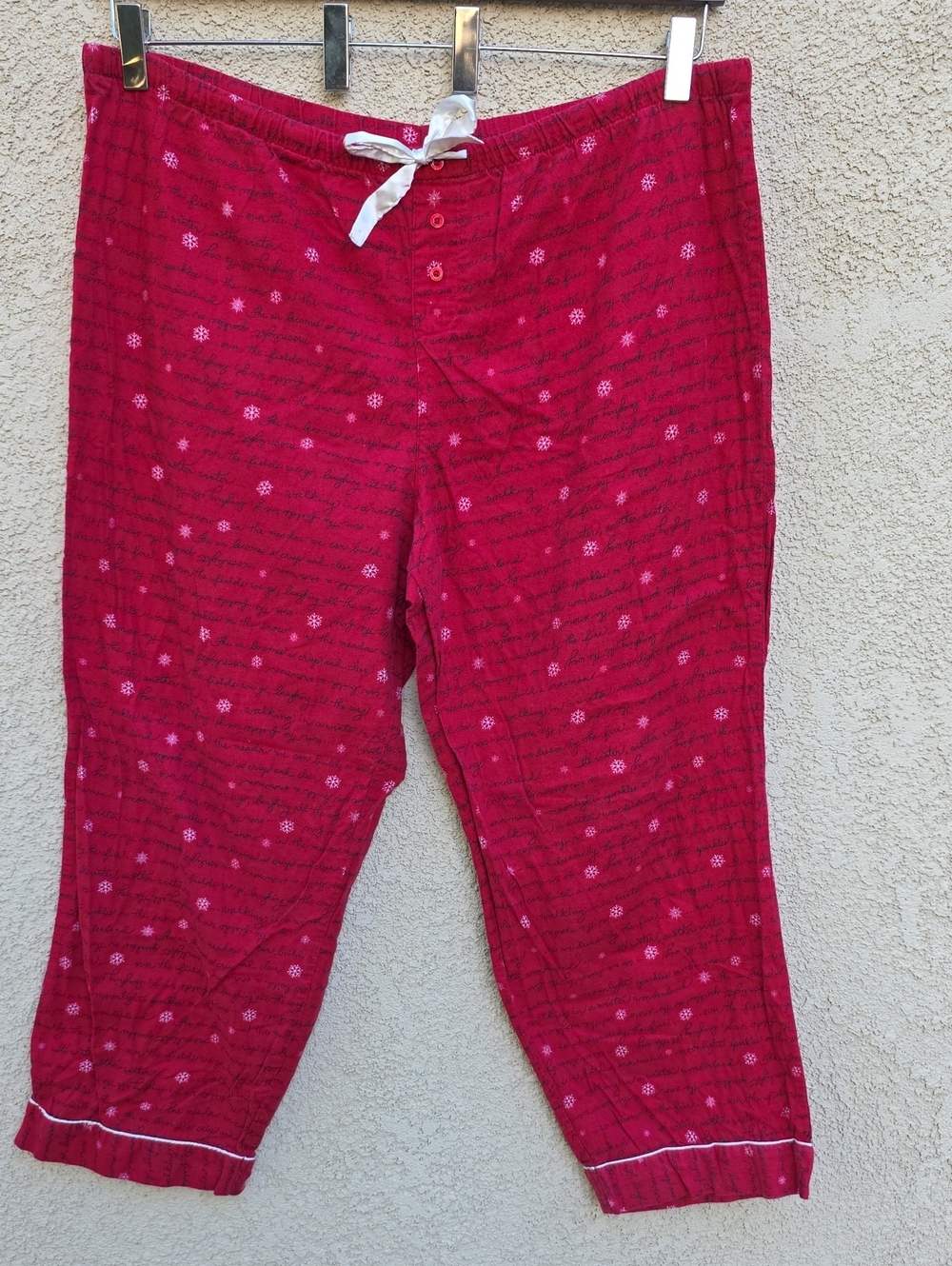 Adonna Women 100% Cotton Pajama Pants with Snowflakes Winter Wonderland